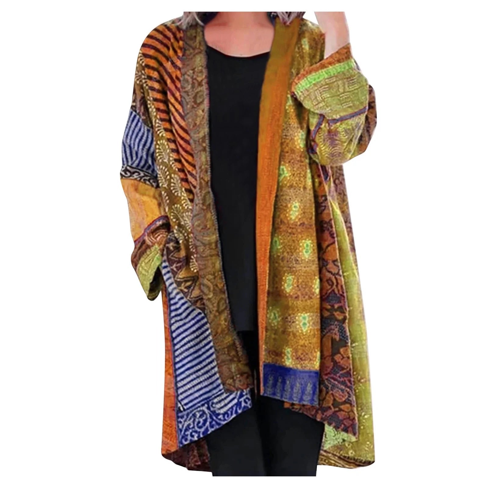 Noa | Zachte ademende katoenmix herfsttrui voor dames met vintage patchworklook
