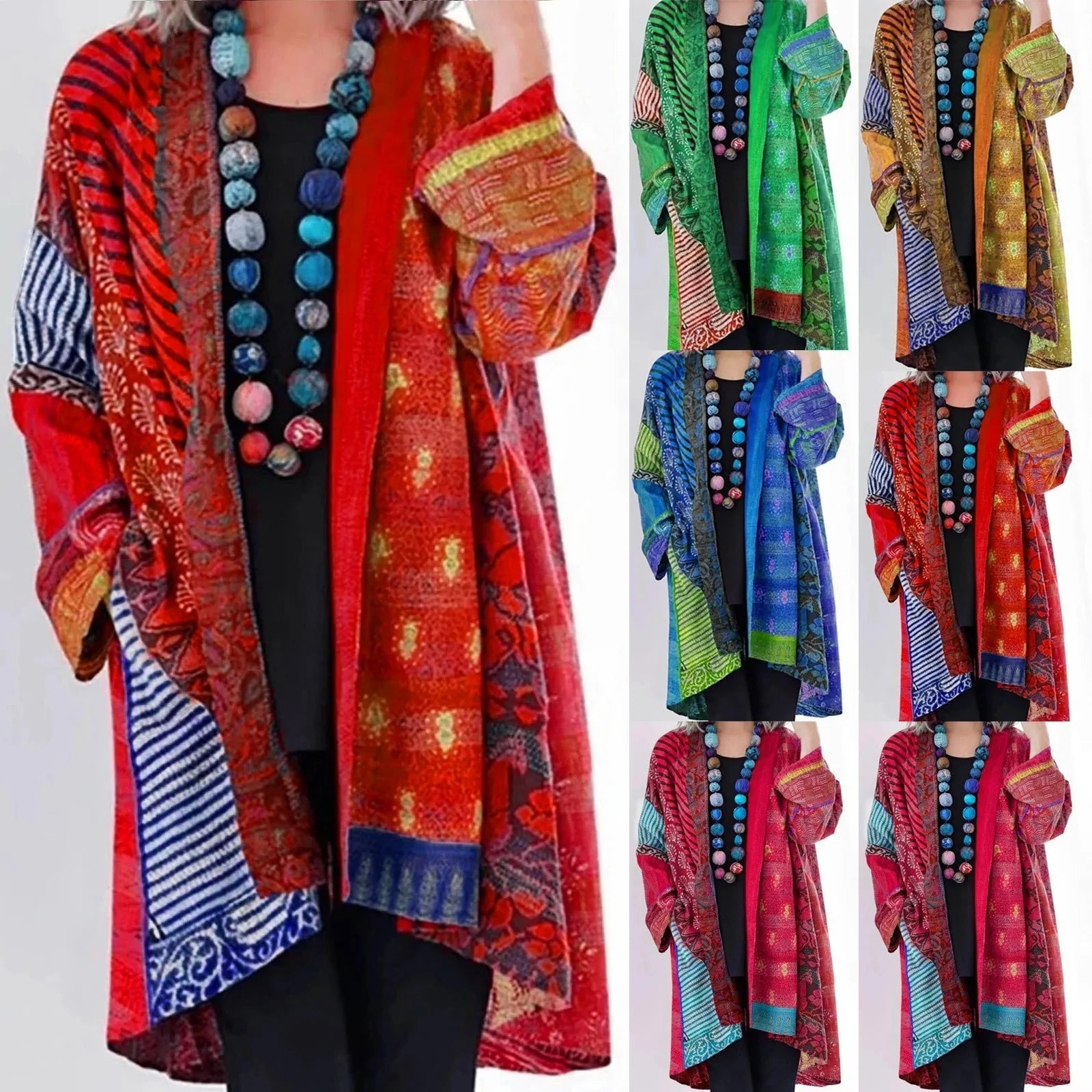 Noa | Zachte ademende katoenmix herfsttrui voor dames met vintage patchworklook
