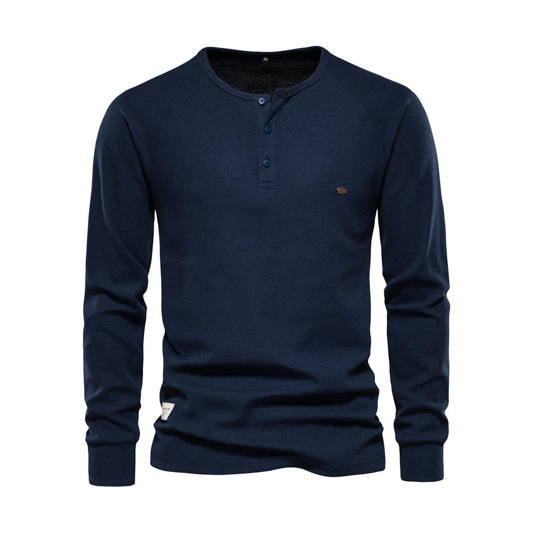 Emiliano | Lichtgewicht ademende katoenen shirt voor heren met casual knoophals