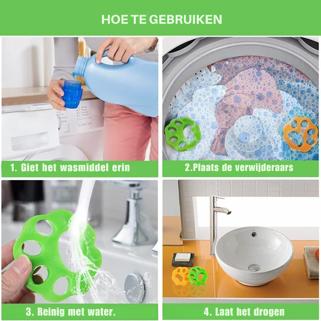 Herbruikbare Huisdierharen Wasfilters - Set van 4 voor Schone Was