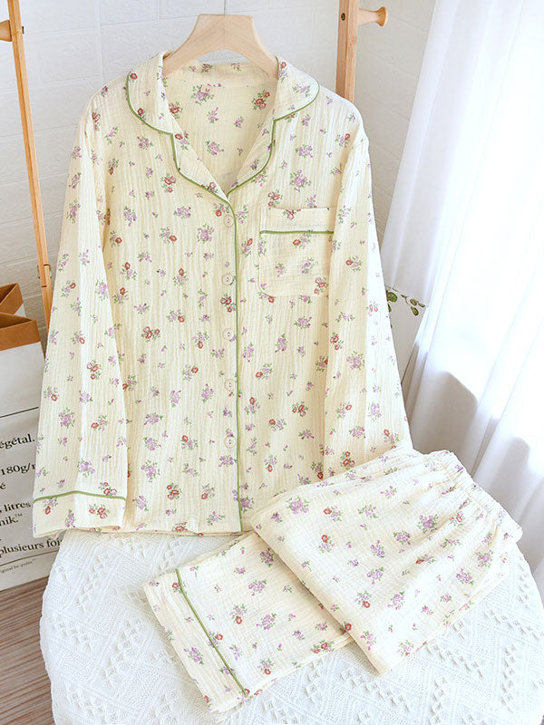 Chiara - Katoenen Pyjama Set Met Bloemenprint Voor Dames