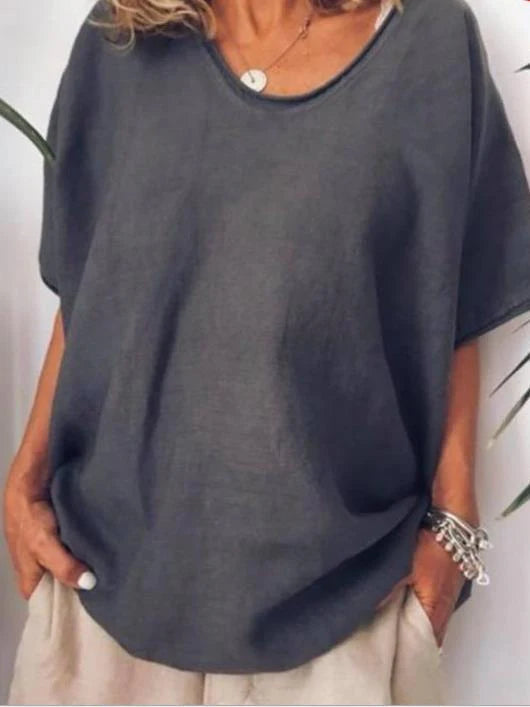 Iris - Klassieke blouse met losse pasvorm en korte mouwen dames