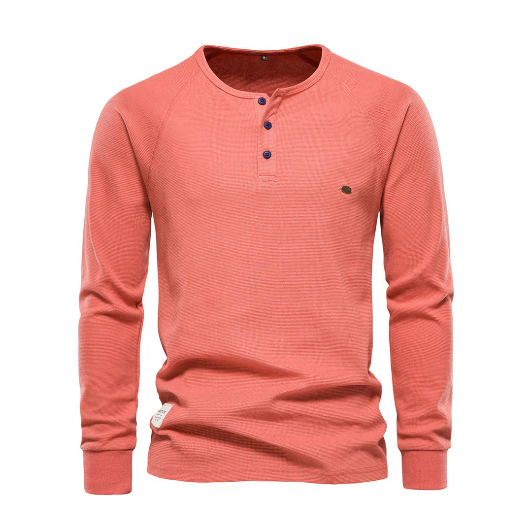 Emiliano | Lichtgewicht ademende katoenen shirt voor heren met casual knoophals