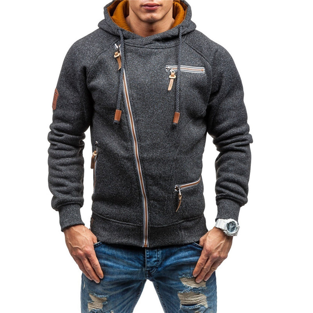 Paul | Zachte warme fleece herfst hoodie voor heren met asymmetrisch design
