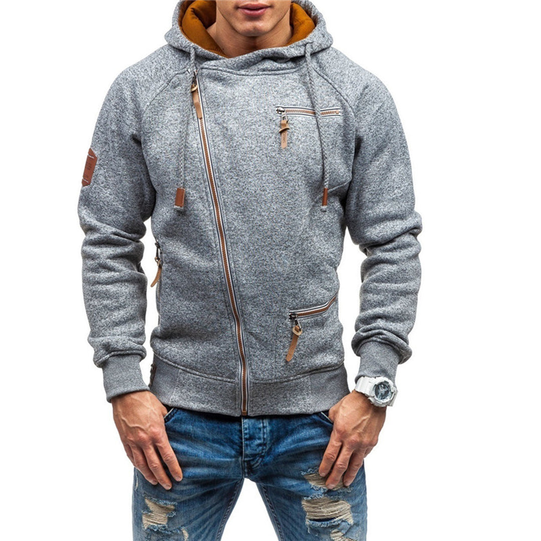 Paul | Zachte warme fleece herfst hoodie voor heren met asymmetrisch design