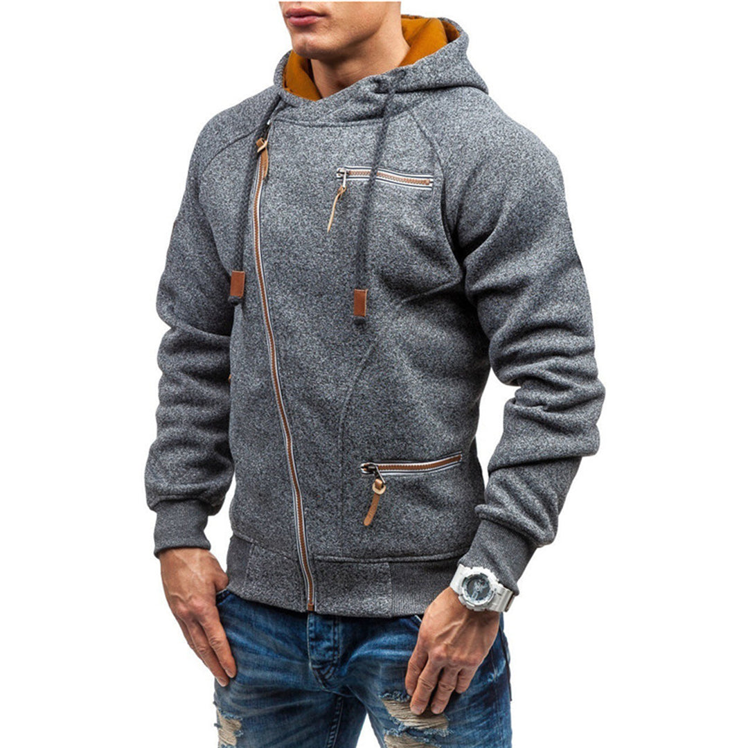 Paul | Zachte warme fleece herfst hoodie voor heren met asymmetrisch design