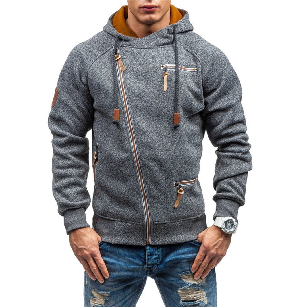 Paul | Zachte warme fleece herfst hoodie voor heren met asymmetrisch design