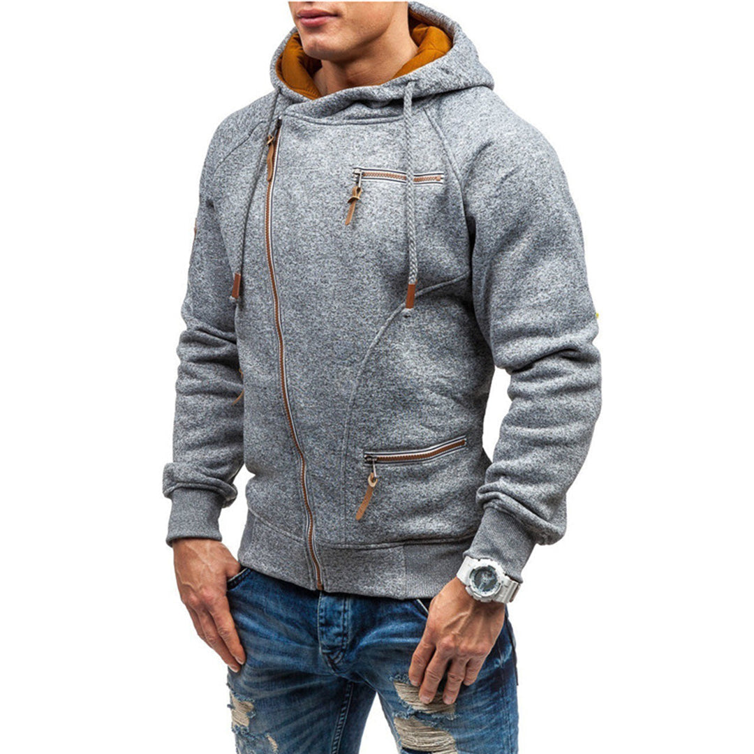 Paul | Zachte warme fleece herfst hoodie voor heren met asymmetrisch design