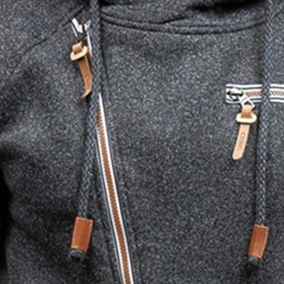 Paul | Zachte warme fleece herfst hoodie voor heren met asymmetrisch design