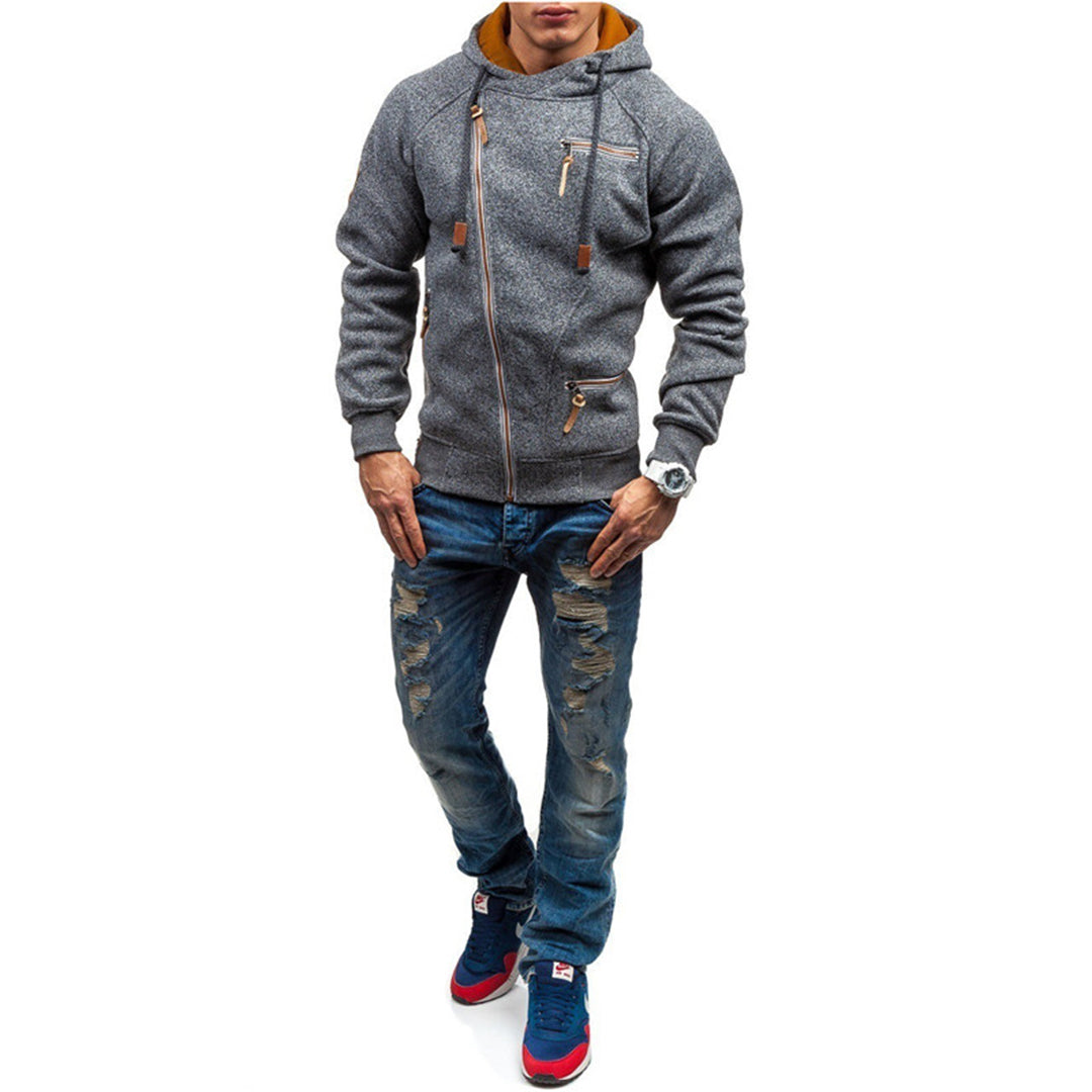 Paul | Zachte warme fleece herfst hoodie voor heren met asymmetrisch design