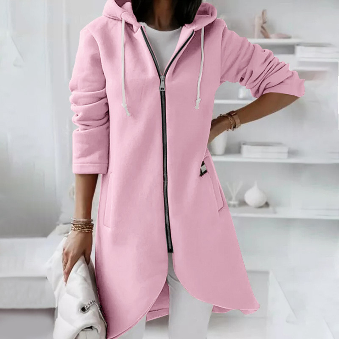 Jemma | Elegant comfortabel polyester herfstvest voor dames met capuchon en lange ritssluiting