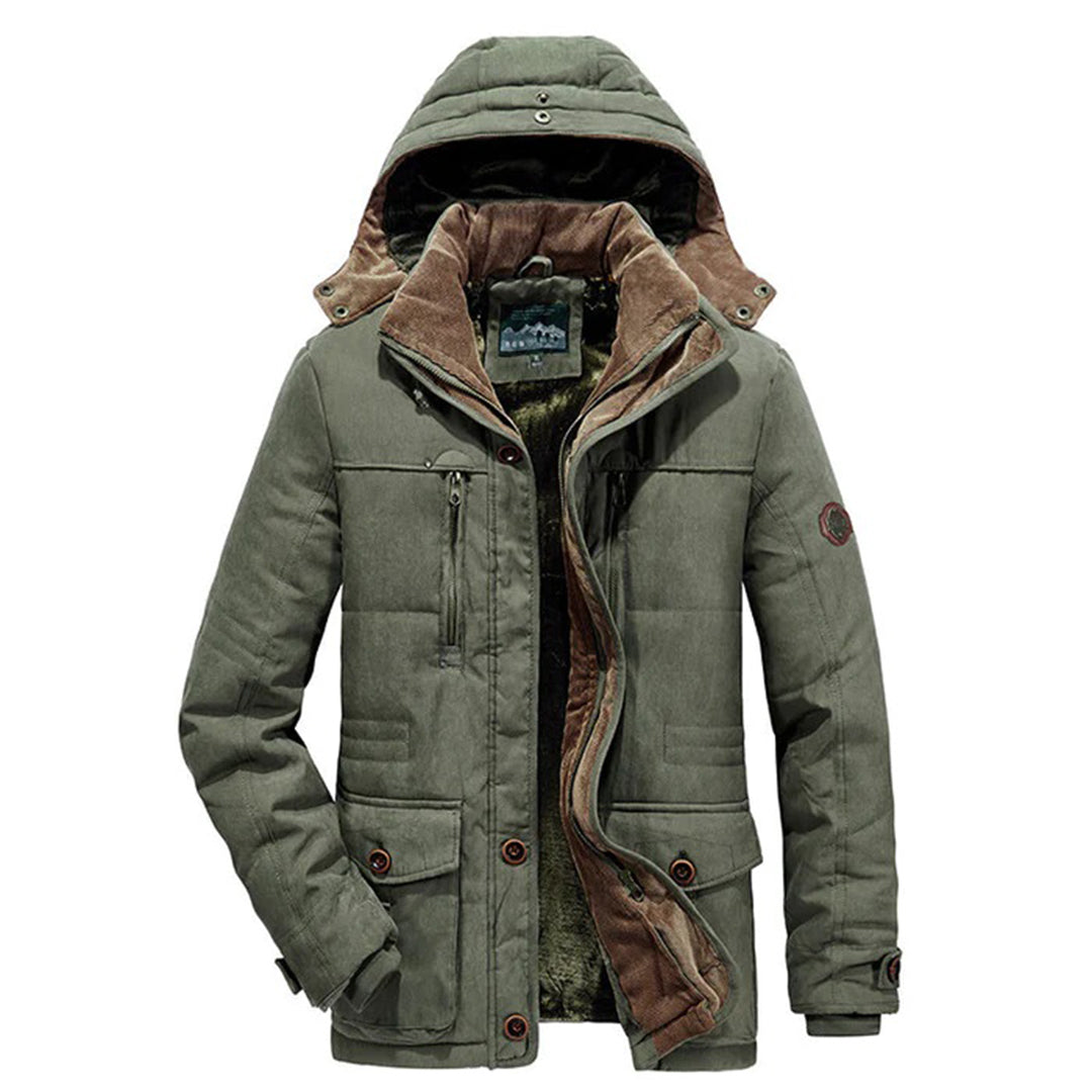 Damian | Warme fleece gevoerde polyester winterjas voor heren met capuchon en modern design