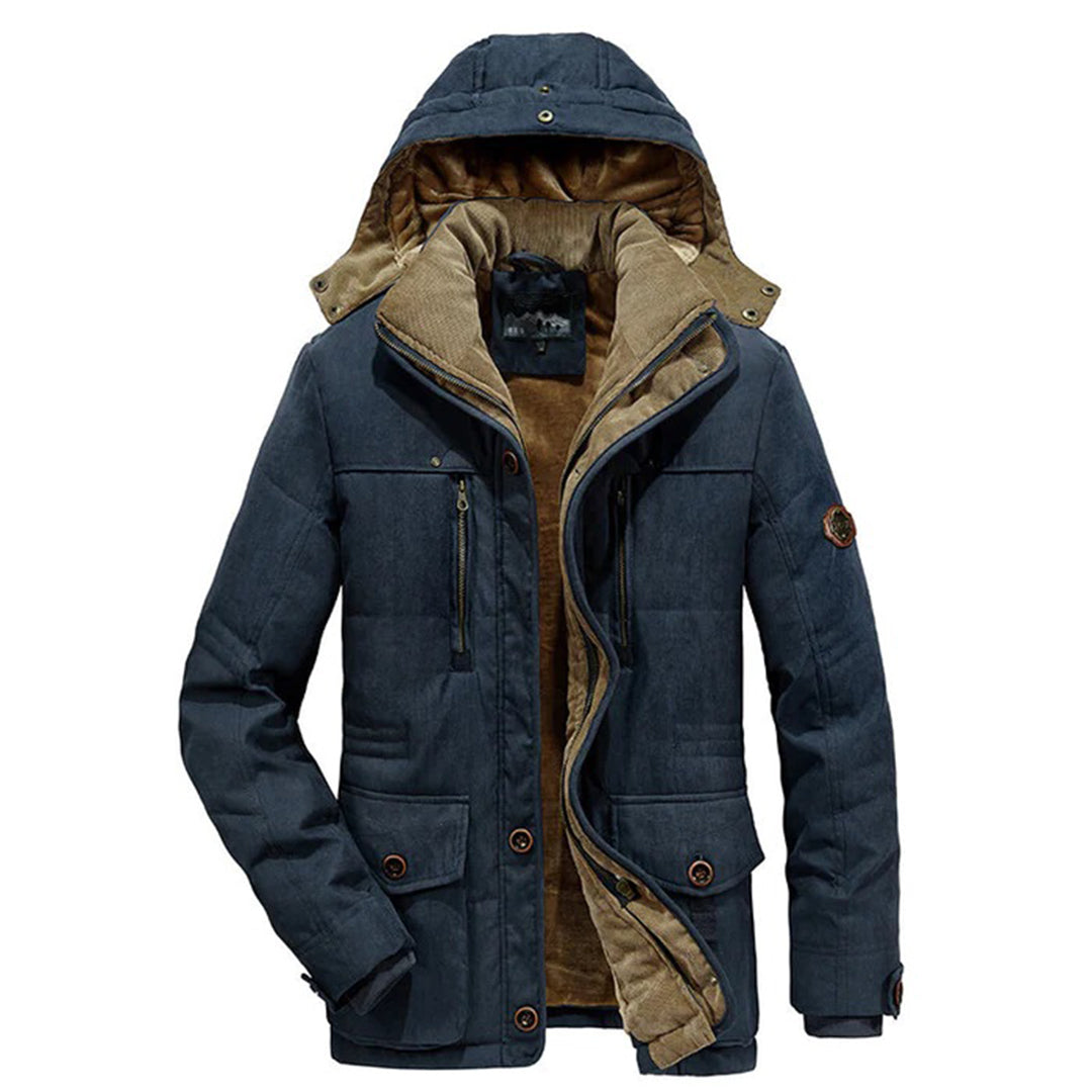 Damian | Warme fleece gevoerde polyester winterjas voor heren met capuchon en modern design