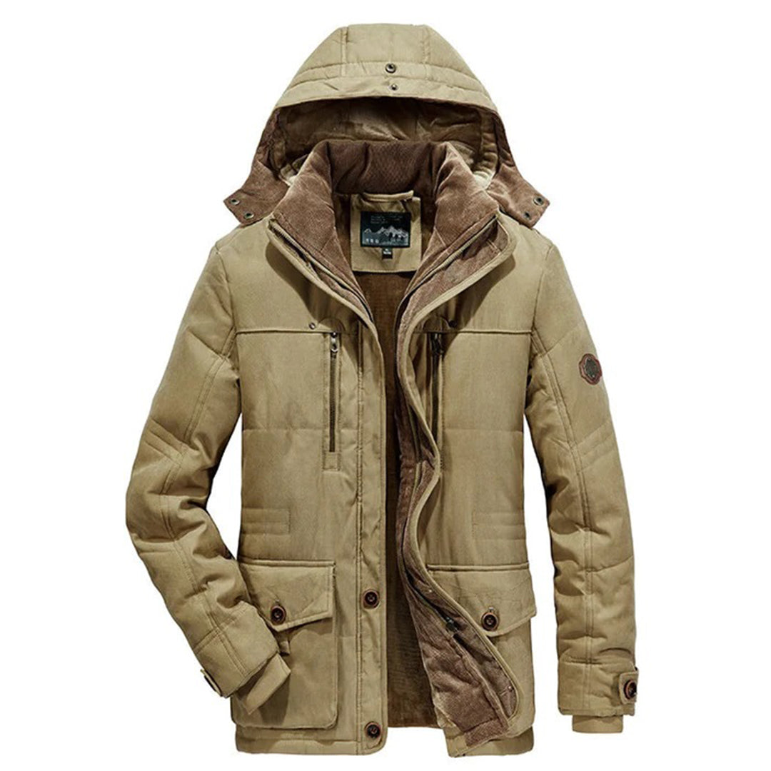 Damian | Warme fleece gevoerde polyester winterjas voor heren met capuchon en modern design