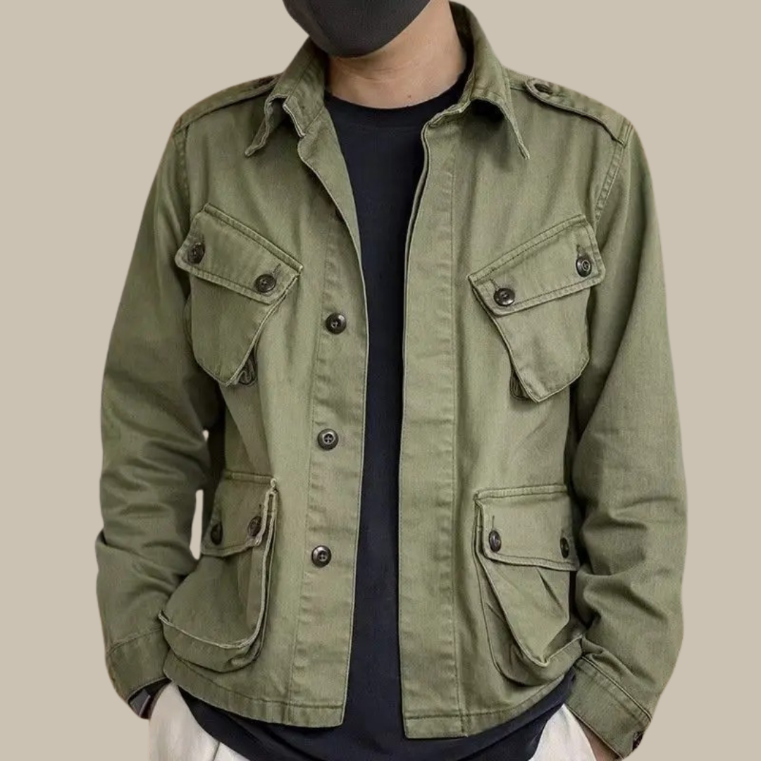 Victor - Casual multi-pocket groene militaire jas voor mannen