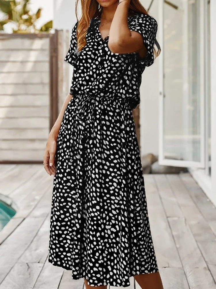 Zomerjurk met korte mouw en luchtige pasvorm – Elegant en comfortabel voor warme dagen