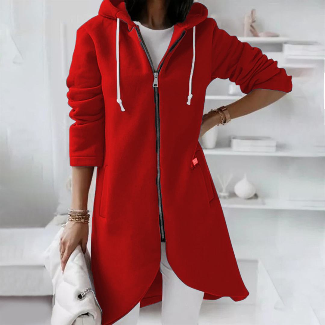 Jemma | Elegant comfortabel polyester herfstvest voor dames met capuchon en lange ritssluiting