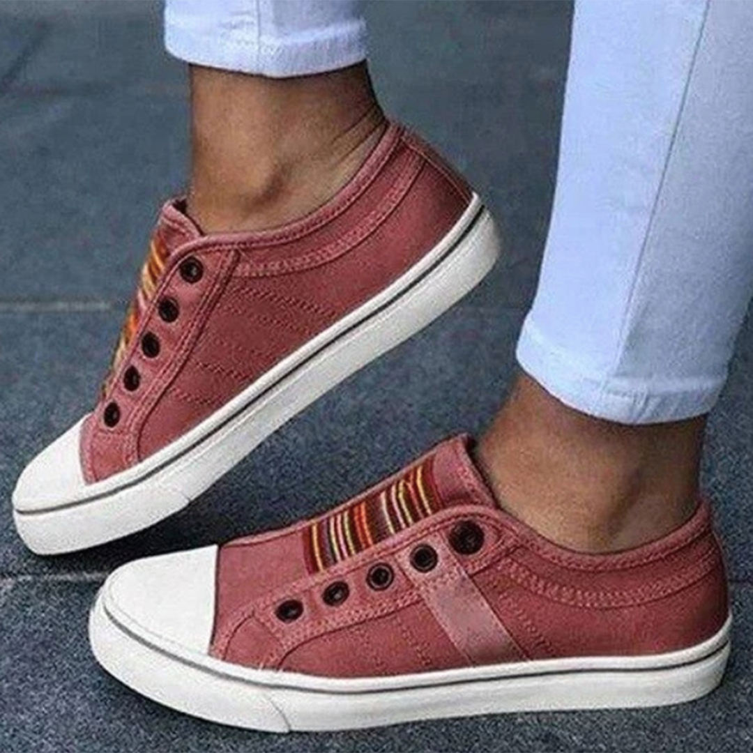 Audrey | Lichtgewicht ademend canvas herfst slip-on sneakers voor dames met comfortabele antislipzool