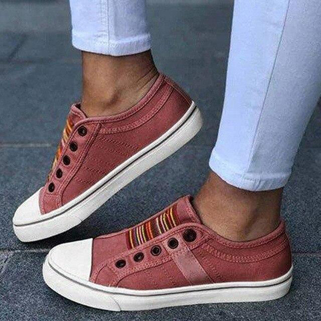 Luna | Flexibele slip-on canvas herfstsneakers voor dames met antislipzool en kleurrijk detail