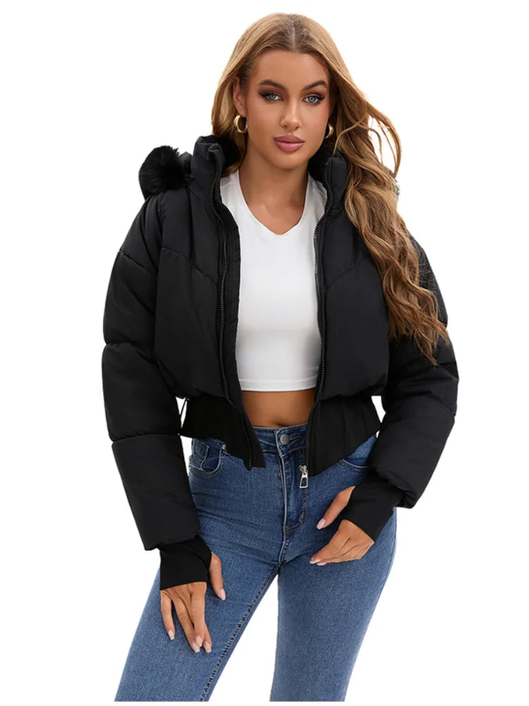 Sarah | Korte winterjas met capuchon en bontkraag voor dames