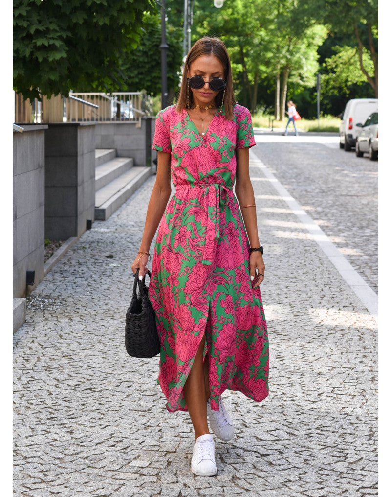 Zomerse maxi-jurk met bloemenprint en flatterende pasvorm – tijdloos en comfortabel