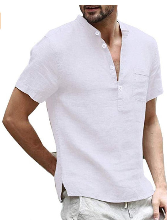 Heren linnen overhemd korte mouw – Casual comfort met natuurlijke charme voor warme zomerdagen