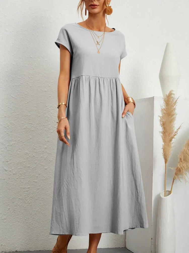 Luchtige Vintage Zomerjurk met O-hals – Comfort en stijl voor elke zomerdag