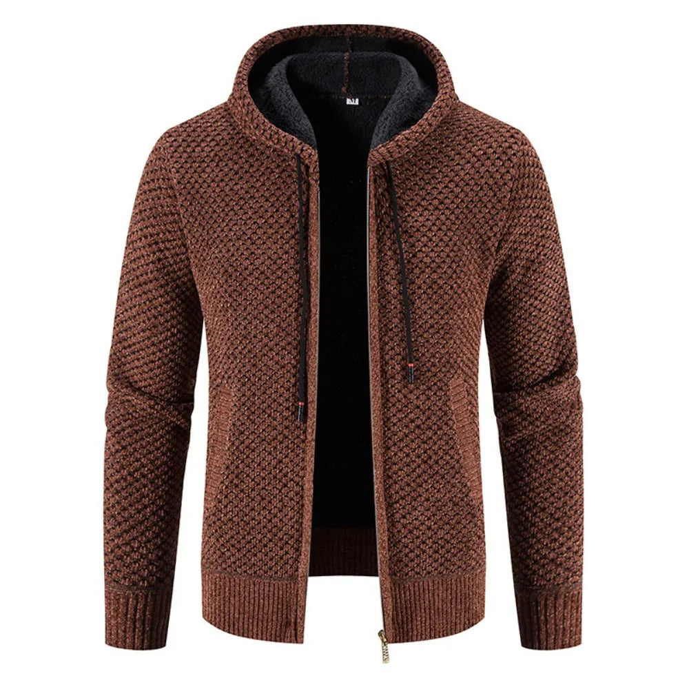 Rens | Warme ademende herfstcardigan voor heren van gebreide stof met fleecevoering en stoere uitstraling