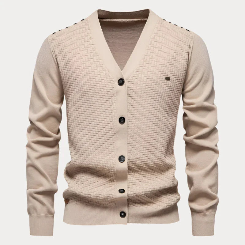 Hugo | Klassieke ademende herfstcardigan voor heren van fijne breistof met V-hals en knoopsluiting