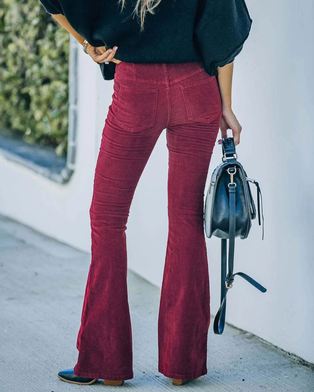 Elodie | Zachte stof herfst flare broek voor dames met hoge taille pasvorm