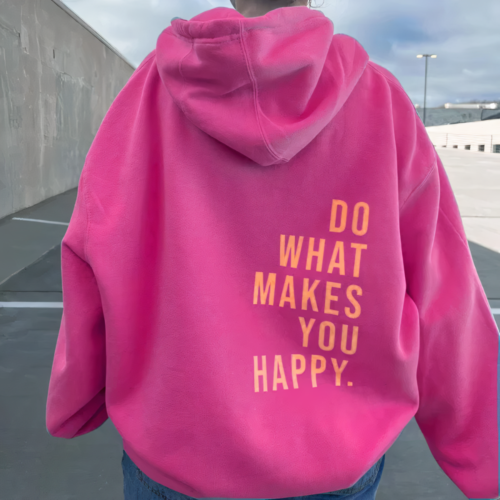 Keekee | Oversized comfortabele katoenmix herfst hoodie voor dames met inspirerende rugprint