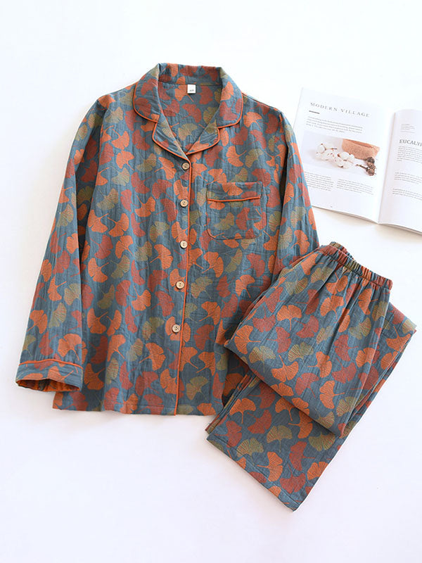 Viola - Vintage Bloemenprint Pyjama Set Crêpe Stijl (2-delig)