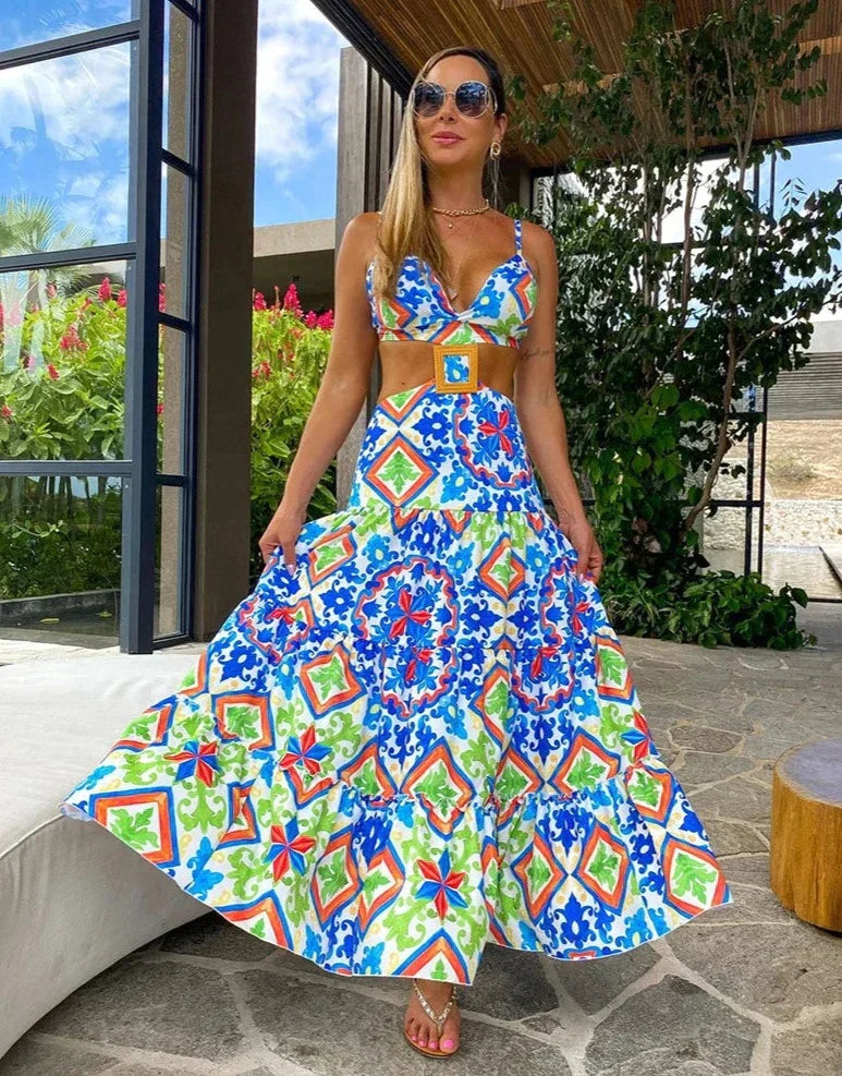 ByEva - Stijlvolle strandjurk met print