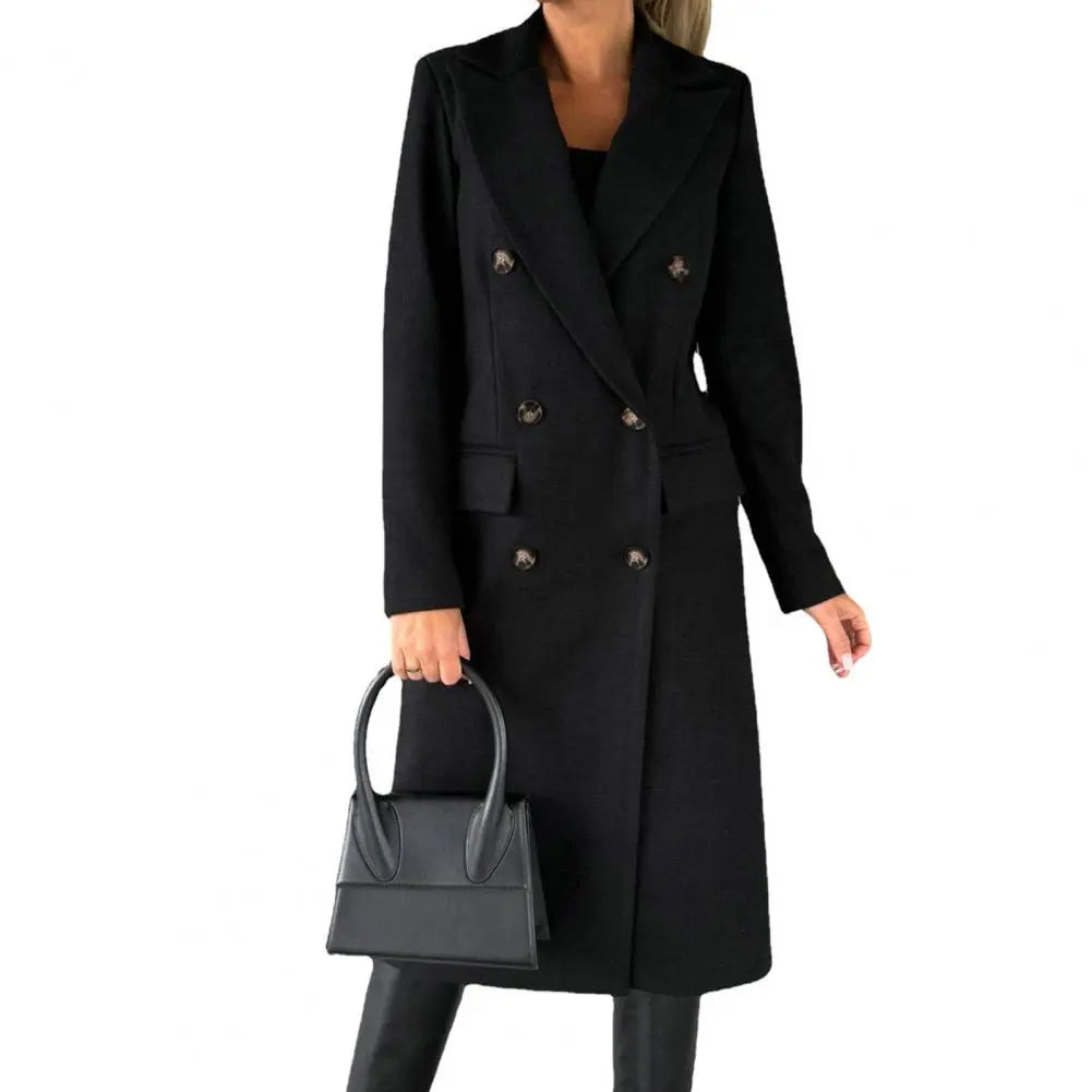 Emma | Warme elegante wolmix herfstmantel voor dames met dubbele rij knopen