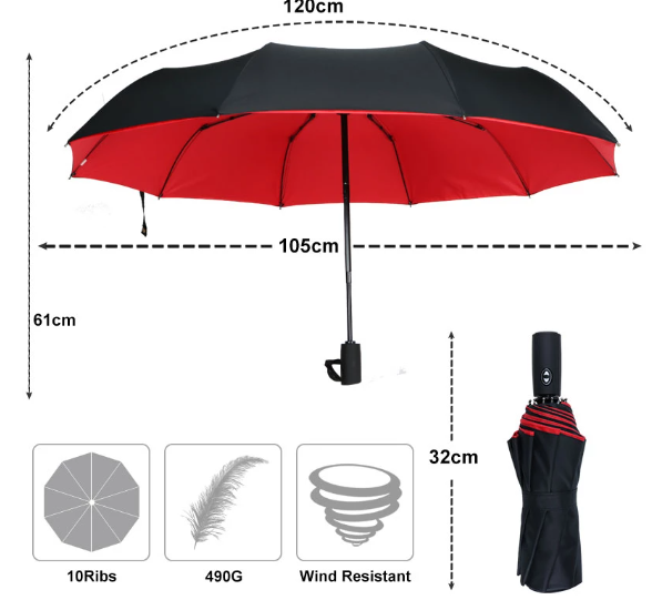 Windproof Stormparaplu - Opvouwbare Paraplu voor Regen en Storm