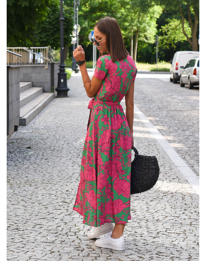 Zomerse maxi-jurk met bloemenprint en flatterende pasvorm – tijdloos en comfortabel