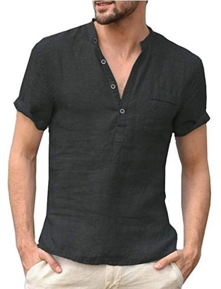 Heren linnen overhemd korte mouw – Casual comfort met natuurlijke charme voor warme zomerdagen
