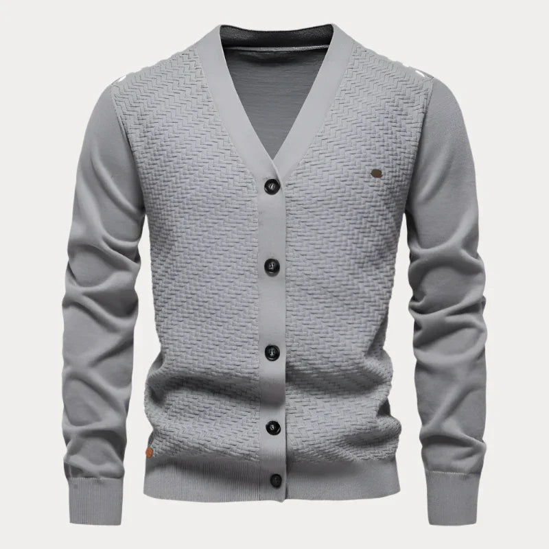Hugo | Klassieke ademende herfstcardigan voor heren van fijne breistof met V-hals en knoopsluiting