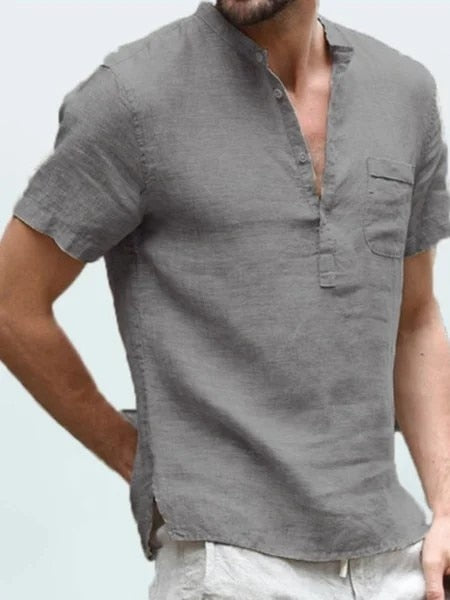 Heren linnen overhemd korte mouw – Casual comfort met natuurlijke charme voor warme zomerdagen