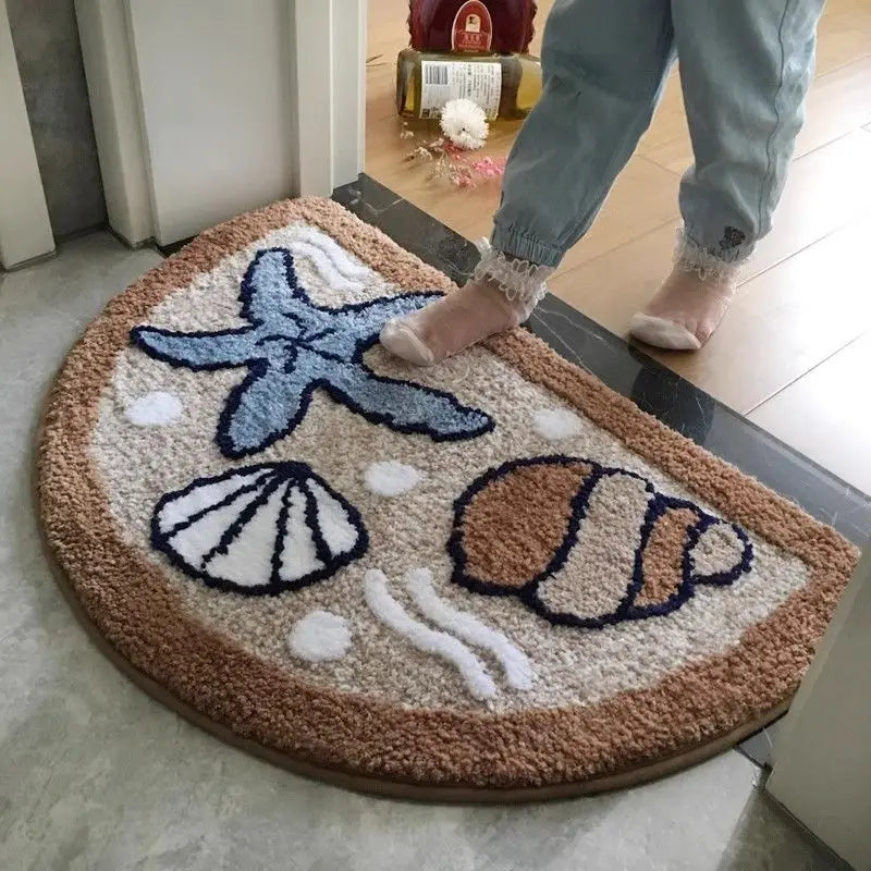 Handgetufte Badmat OceanCharm – Zeester- en Schelpmotieven