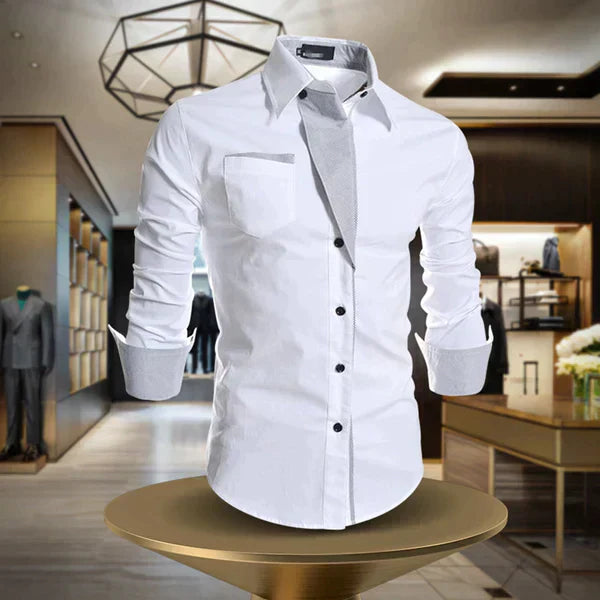 Joris | Elegant ademend overhemd voor heren van puur katoen met contrasterende details