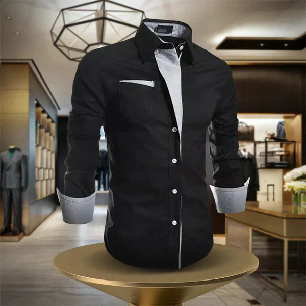 Joris | Elegant ademend overhemd voor heren van puur katoen met contrasterende details