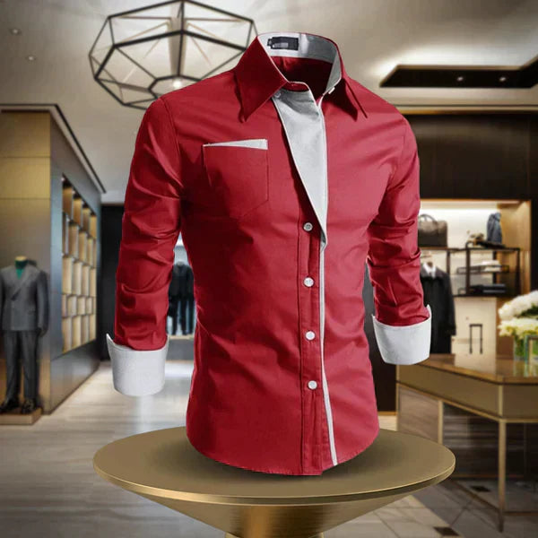 Joris | Elegant ademend overhemd voor heren van puur katoen met contrasterende details