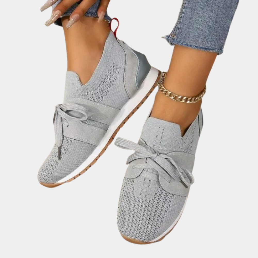 Giselle | Lichtgewicht ademende textiel herfst sneakers voor dames met elastische pasvorm en strikdetail