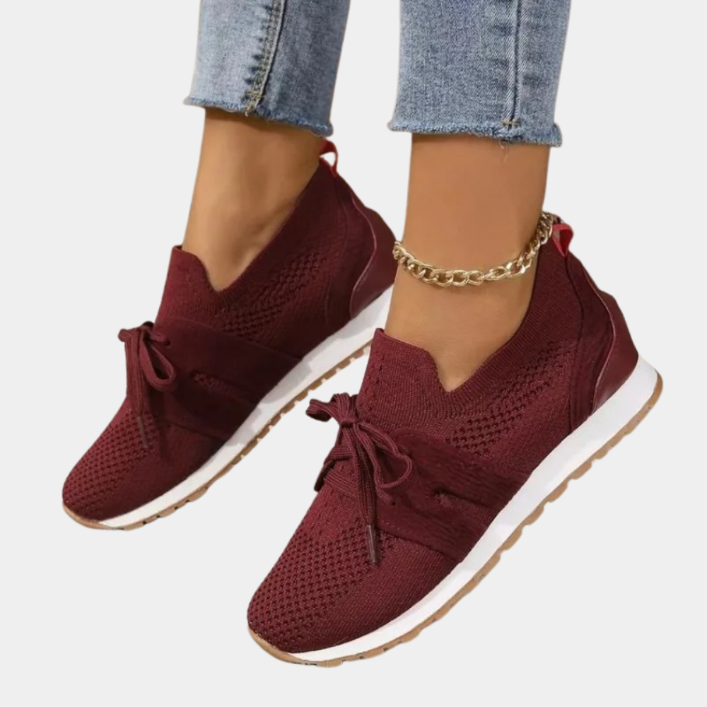 Giselle | Lichtgewicht ademende textiel herfst sneakers voor dames met elastische pasvorm en strikdetail