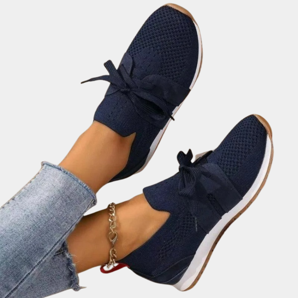 Giselle | Lichtgewicht ademende textiel herfst sneakers voor dames met elastische pasvorm en strikdetail
