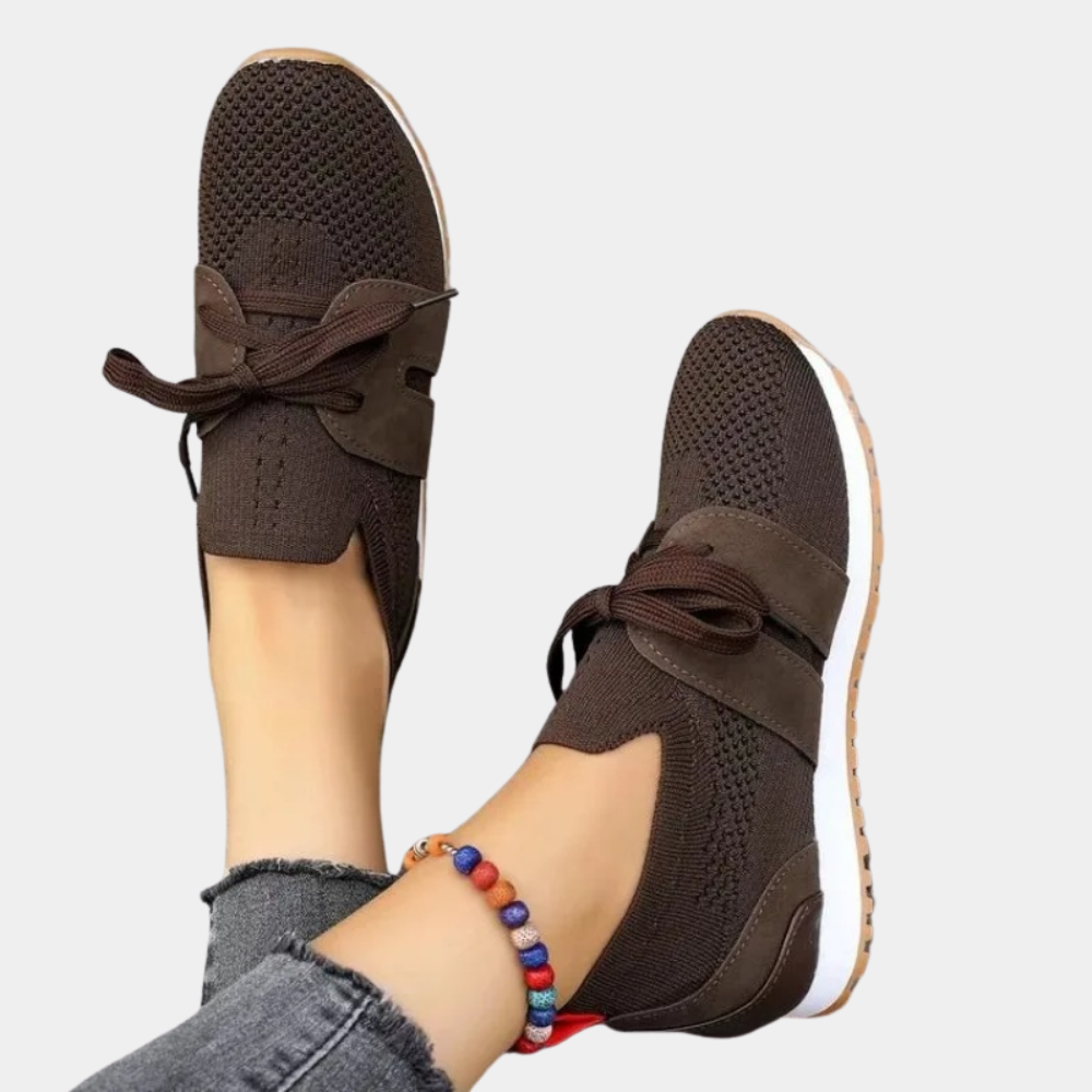 Giselle | Lichtgewicht ademende textiel herfst sneakers voor dames met elastische pasvorm en strikdetail
