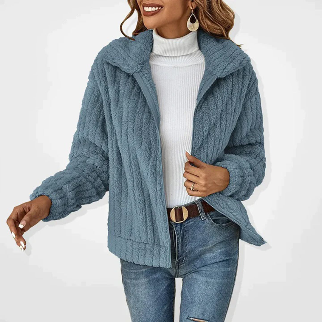 Tabitha | Zacht warm fleece herfstvest voor dames met stijlvolle kraag
