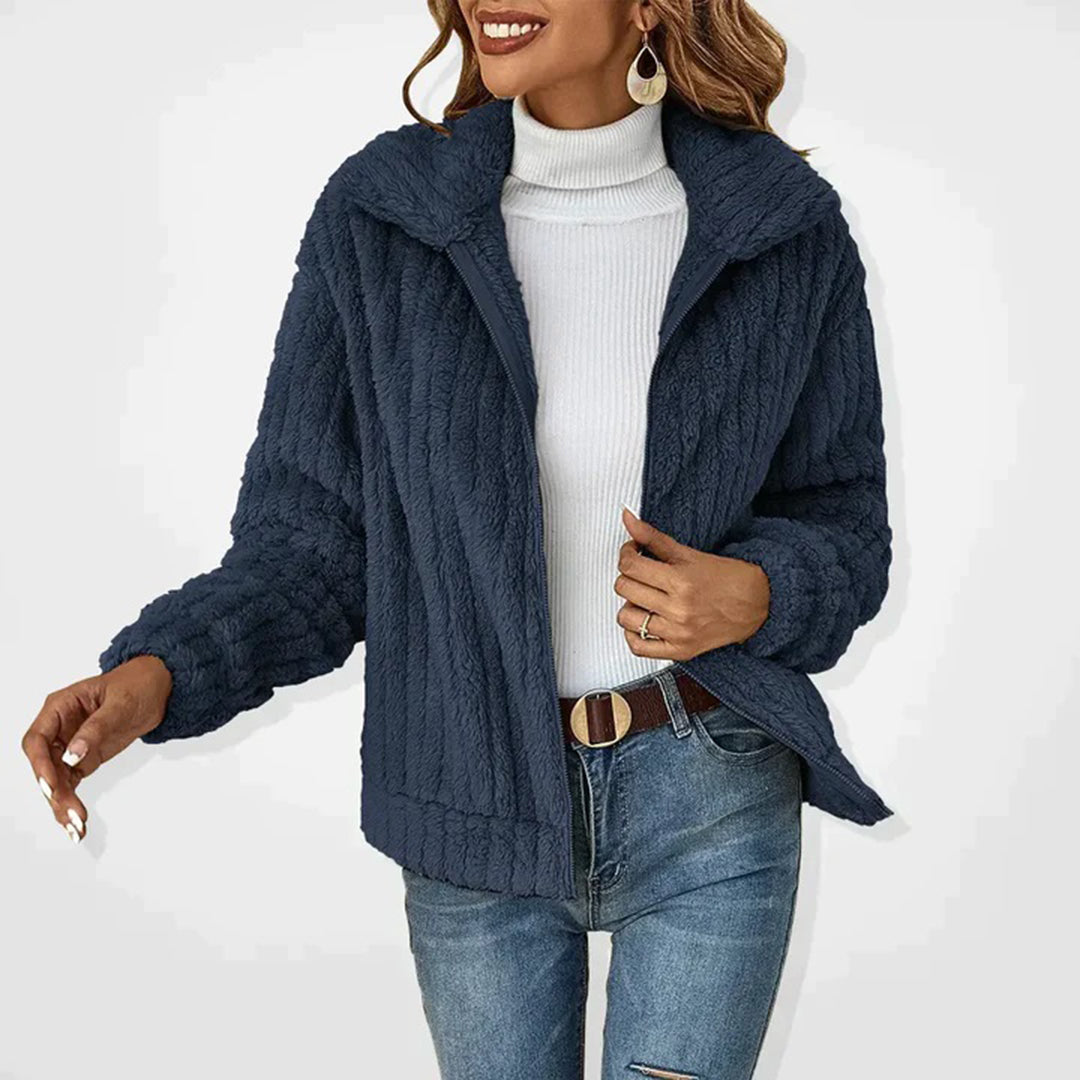Tabitha | Zacht warm fleece herfstvest voor dames met stijlvolle kraag
