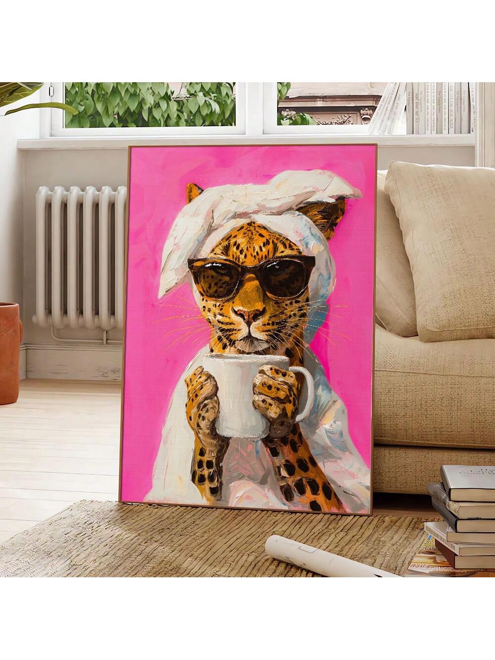 Trendy Luipaard Koffie Canvas - Chique Dierenkunst voor Esthetisch Interieur